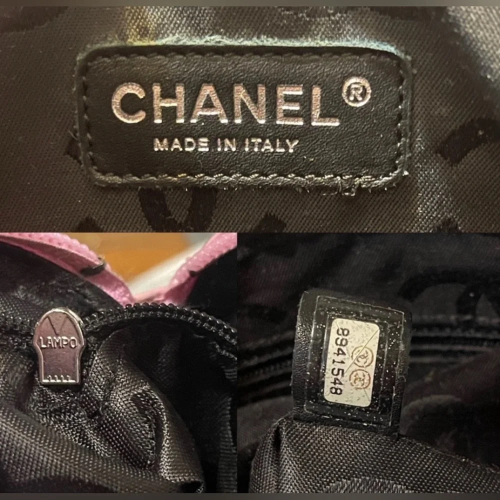 Authentic Chanel Cambon Crossbody Pink Black quilted CC Lambskin SALE!!
